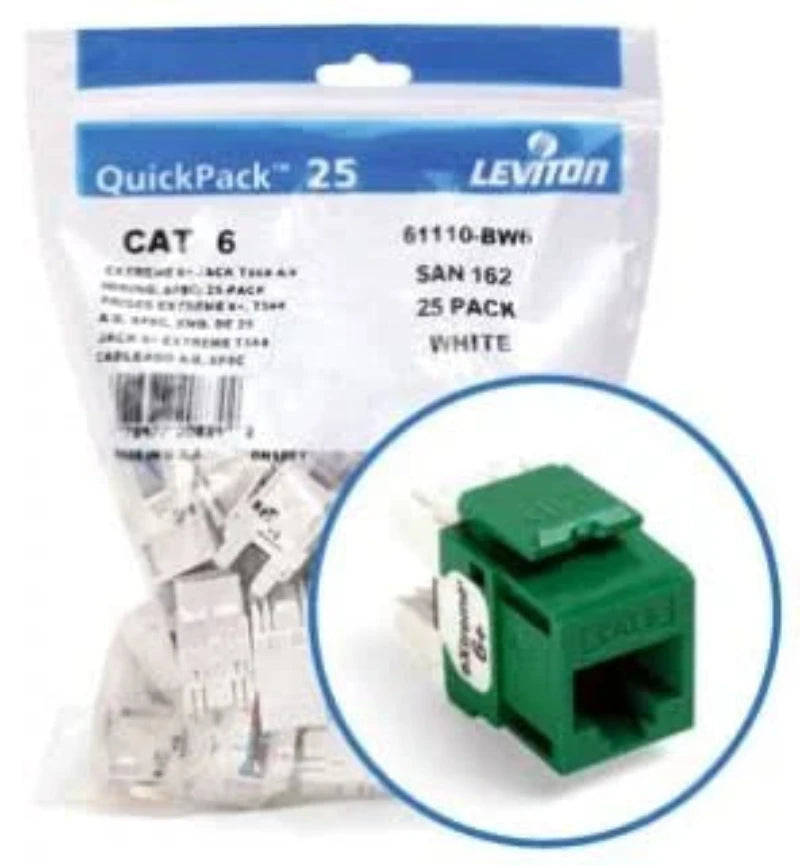 NORTHERN VIDEO SYSTEMS LEV-61110-BV61: CAT6+ JackPack Green 25PCS