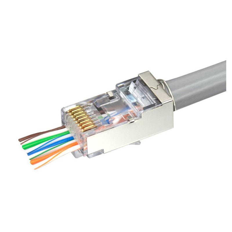 SIMPLY45 S45-1550: Cat5e Shielded Internal Ground Pass-Through RJ45 Modular Plugs (50ct)
