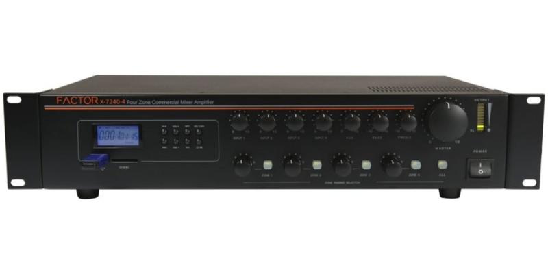 FACTOR FAC-X-7240-4: Mixer AMP 240W 4-Zone 70V/7In