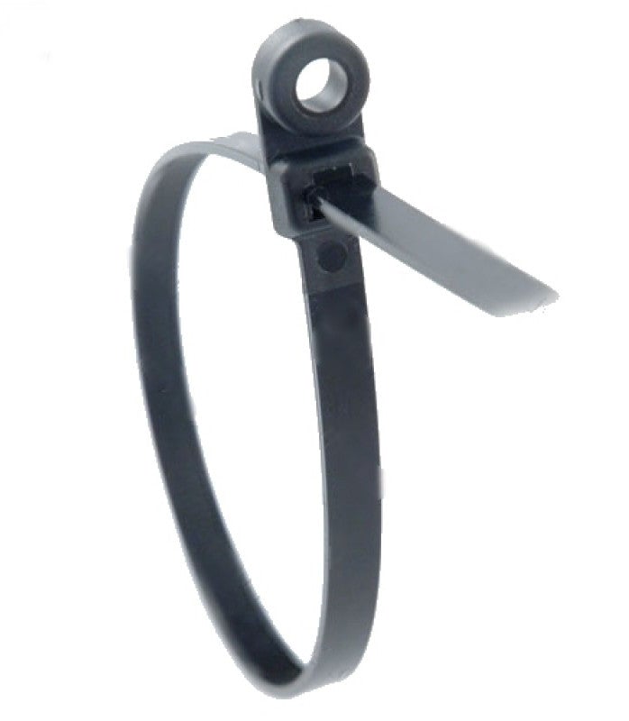Cable Tie Screw Mount 7" 40lb UV Rated 100 Lot Black (MADE IN USA) - PAM Distributing Co