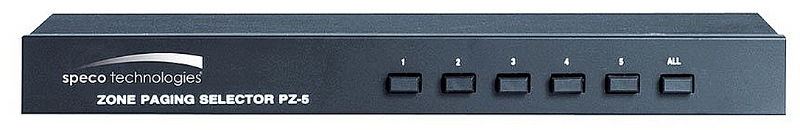 SPECO PZ5: 1-5 Zone Selectable Paging Adapter / Speaker Selector 70V