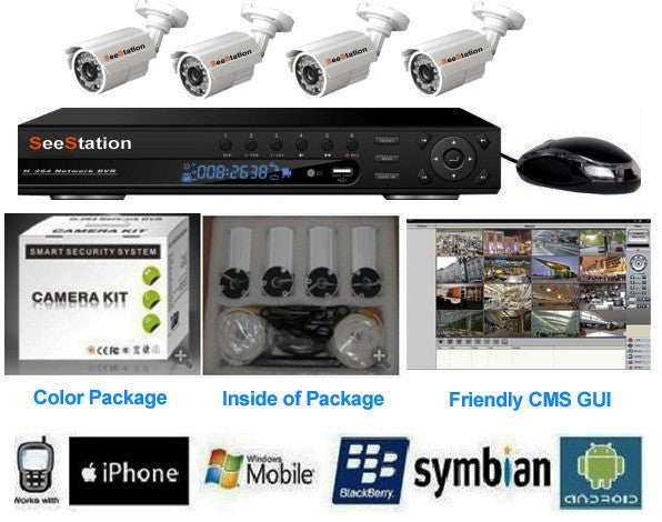 SeeStation DVR Kit 4 Channel 960H With 4 Each 800TVL BLACK Cameras - PAM Distributing Co