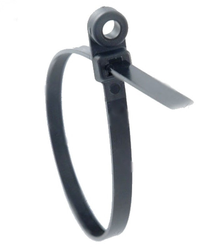 Cable Tie Screw Mount 7" 40lb UV Rated 100 Lot Black  (MADE IN USA) - PAM Distributing Co