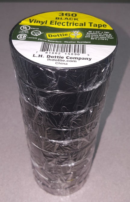 Electrical Tape  L.H Dottie Black 360 Electrical Tape - PAM Distributing Co