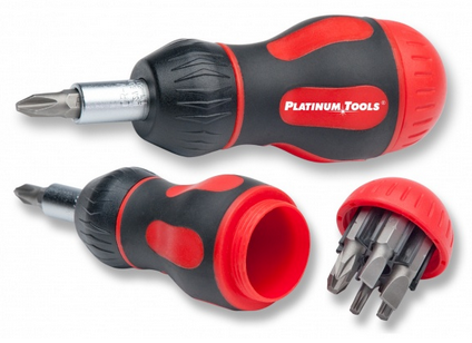 Platinum Tools 19120C 8-in-1 Ratcheted Stubby Screwdriver - PAM Distributing Co
