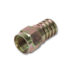 F CONNECTOR RG59 HEX CRIMP SOLID BRASS 1/2" GOLD ANODIZED RING SILICONE FILLED - PAM Distributing Co
