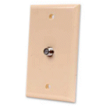 Wall Plate Single Gang w 2GHz F Type Barrell Connector ivory - PAM Distributing Co