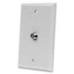 Wall Plate Single Gang w 2GHz F Type Barrell Connector White - PAM Distributing Co